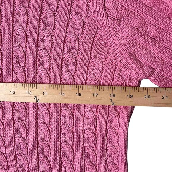 A | Line Anne Klein Sport Cable Knit Sweater XL Pink Crew Neck Pullover Preppy - Picture 4 of 5